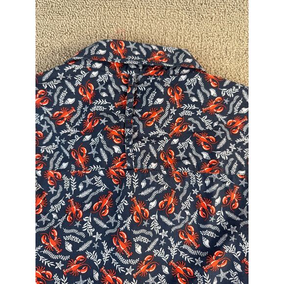 Johnston & Murphy Shirt Mens Medium Novelty Crawfish Short Sleeve Button Down - Picture 9 of 9